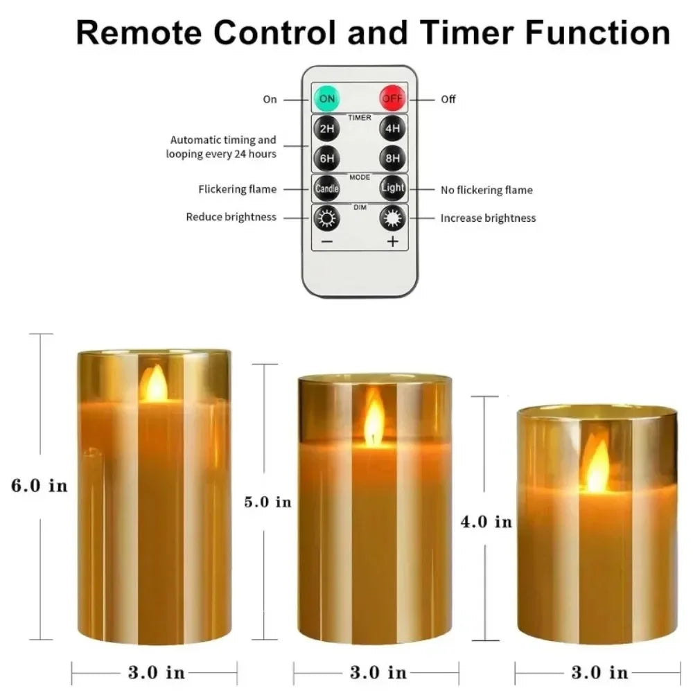 3pcs/set LED Flameless Candles Tealight with Remote Control Battery Flickering Fake Tealight for Wedding Party Christmas Decor