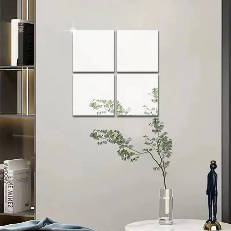 3D Self-adhesive Mirror Wall Stickers, 4 Pieces, Size 20/30 cm, Suitable for DIY Decoration in Homes, Offices, Bedrooms, etc.