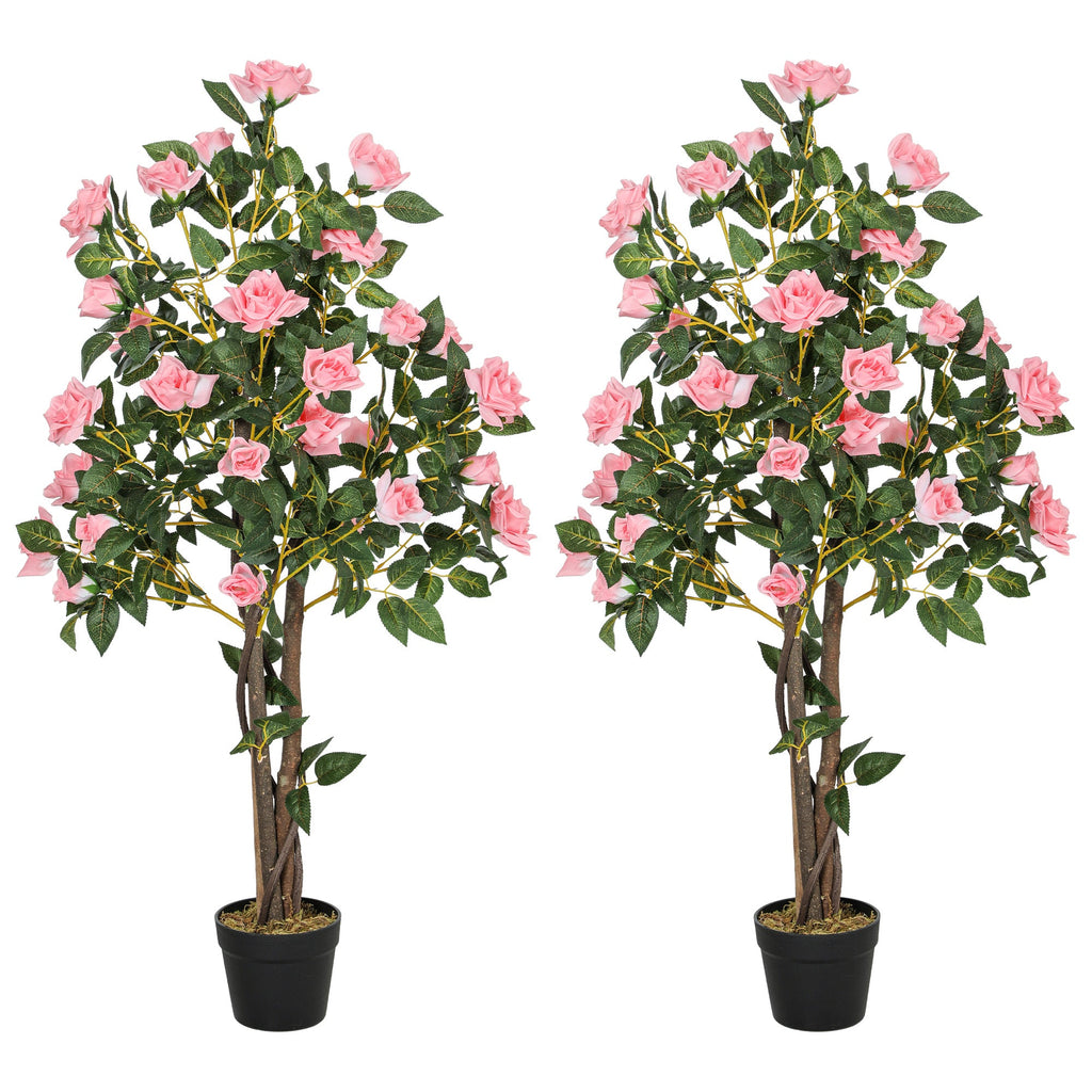 Set of Two Faux Rose Plants, with Pots-0