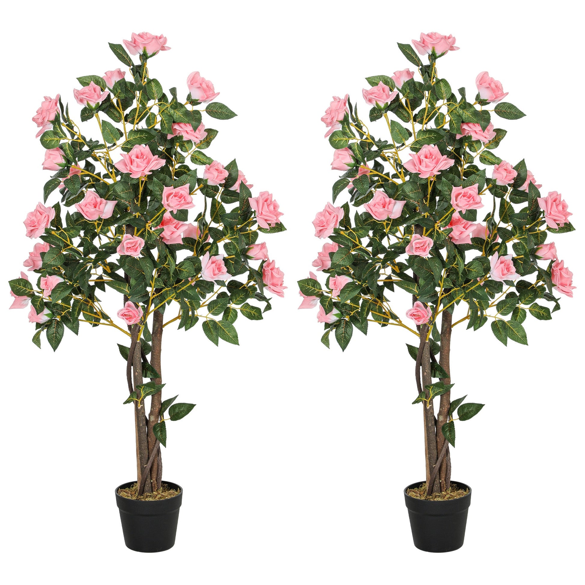 Set of Two Faux Rose Plants, with Pots-0