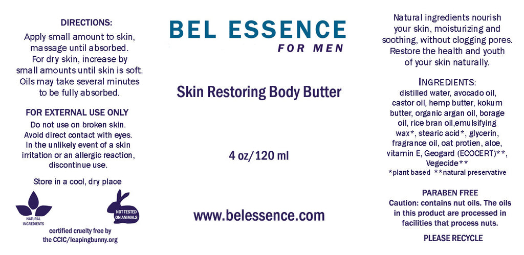 For Men: Skin Restoring Body Butter Cream, Skin Soothing and Deep Hydrating Formula 4 oz-1