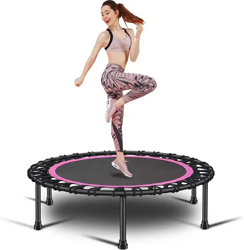 Mini Trampolines Fitness Portable Adjustable Foam Handle Silent Stable Bounce Rebounder
