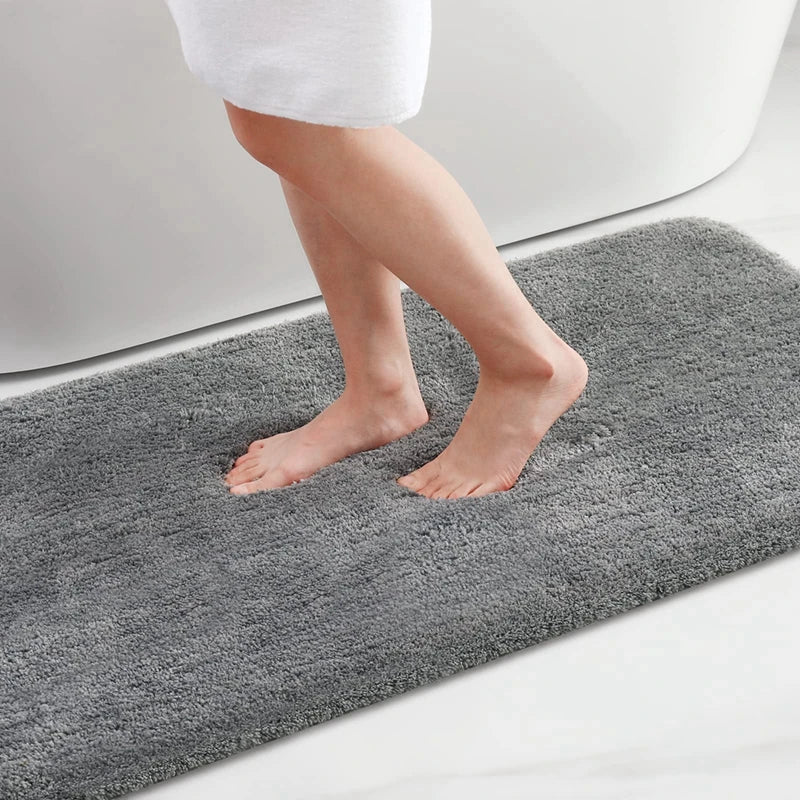 Olanly Bathroom Rug Mat Shaggy Soft Absorbent Bath Rug Non Slip Thick Plush Machine Washable Bath Mat For Bathroom Shower 24x16
