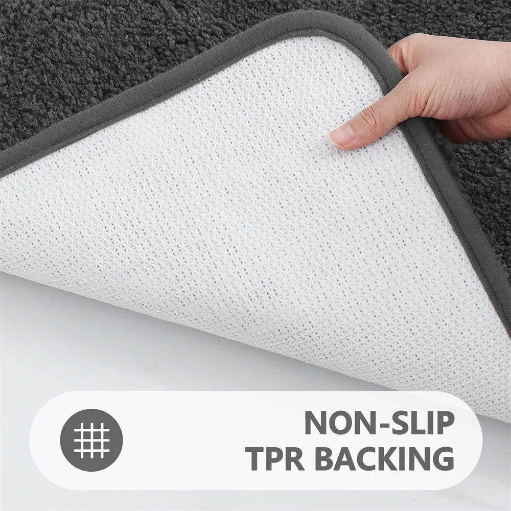 Olanly Bathroom Rug Mat Shaggy Soft Absorbent Bath Rug Non Slip Thick Plush Machine Washable Bath Mat For Bathroom Shower 24x16