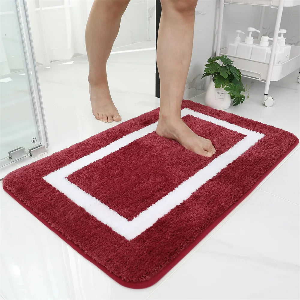 Olanly Absorbent Bath Mat Bathroom Rug Shower Pad Non-Slip Bedroom Wash Carpet Soft Thick Living Room Plush Foot Mat Floor Decor