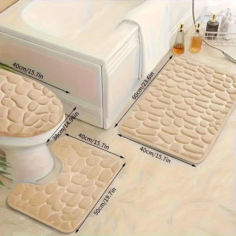 2pcs/set Coral Fleece Bathroom Rug Mat - Super Absorbent Non-Slip Toilet Shower Floor Pad Dirt Resistant Easy Clean Bath Mat