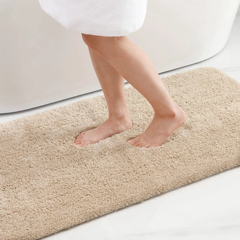Olanly Bathroom Rug Mat Shaggy Soft Absorbent Bath Rug Non Slip Thick Plush Machine Washable Bath Mat For Bathroom Shower 24x16