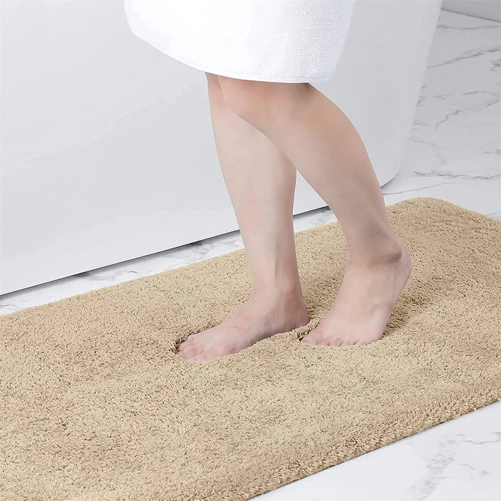 Olanly Absorbent Bath Mat Bathroom Rug Shower Pad Non-Slip Bedroom Wash Carpet Soft Thick Living Room Plush Foot Mat Floor Decor