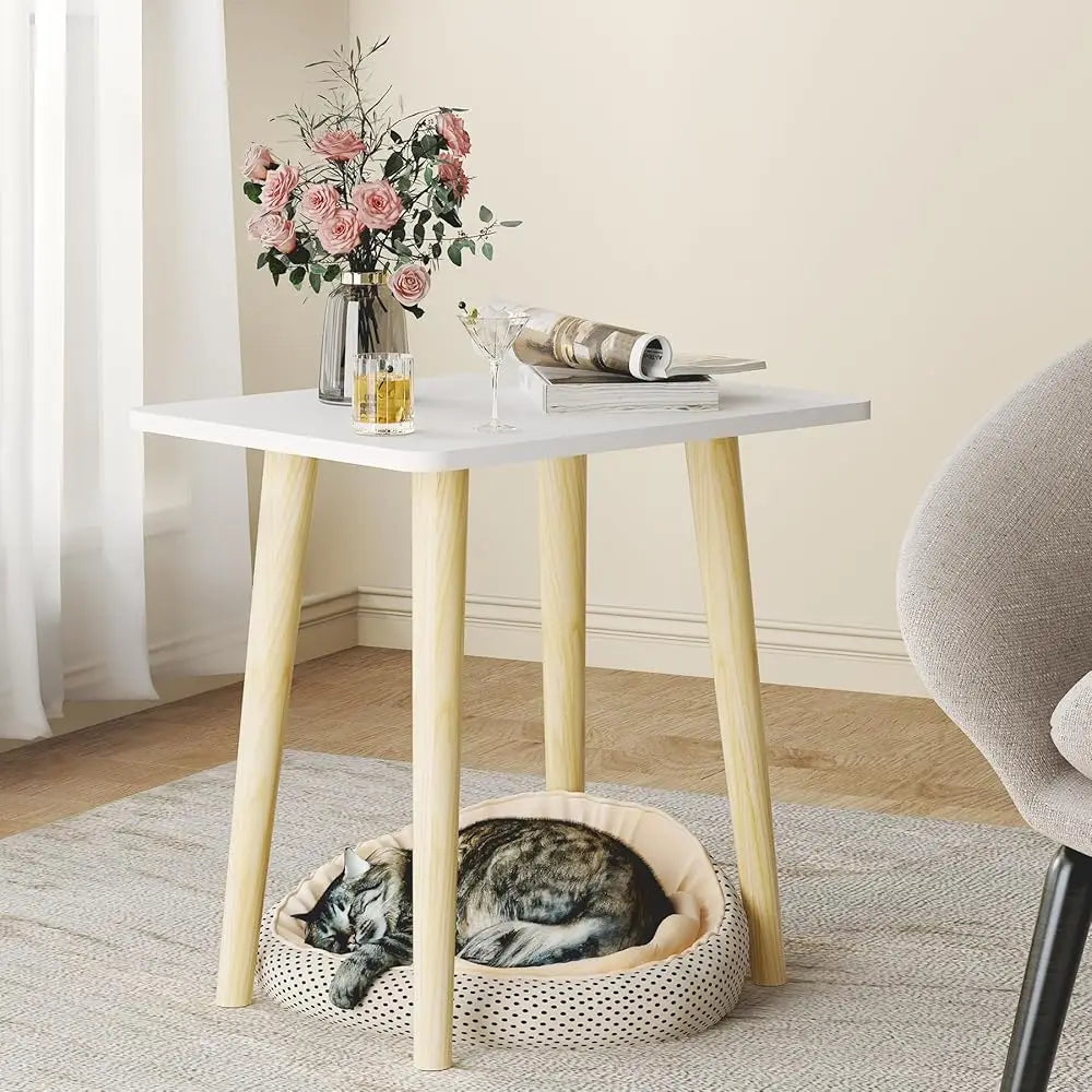 Side Table, Small Table, Modern Home Decor Bedside Table For Living Room Bedroom Balcony Office,Easy To Assemble（White）