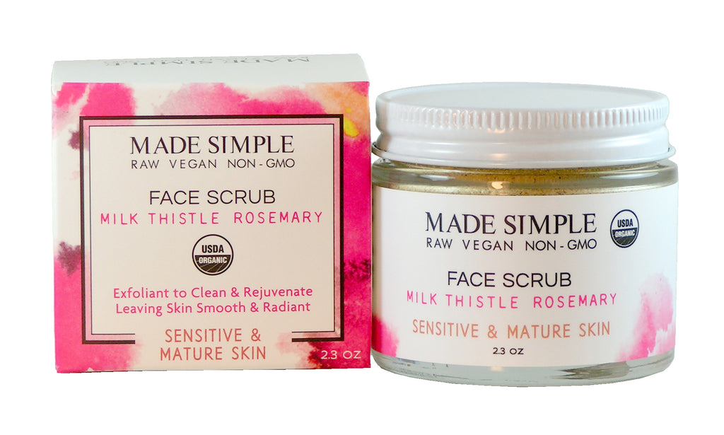 Milk Thistle Rosemary Face Scrub for Sensitive/Mature Skin - Certified Organic, Vegan & Cruelty-free-1
