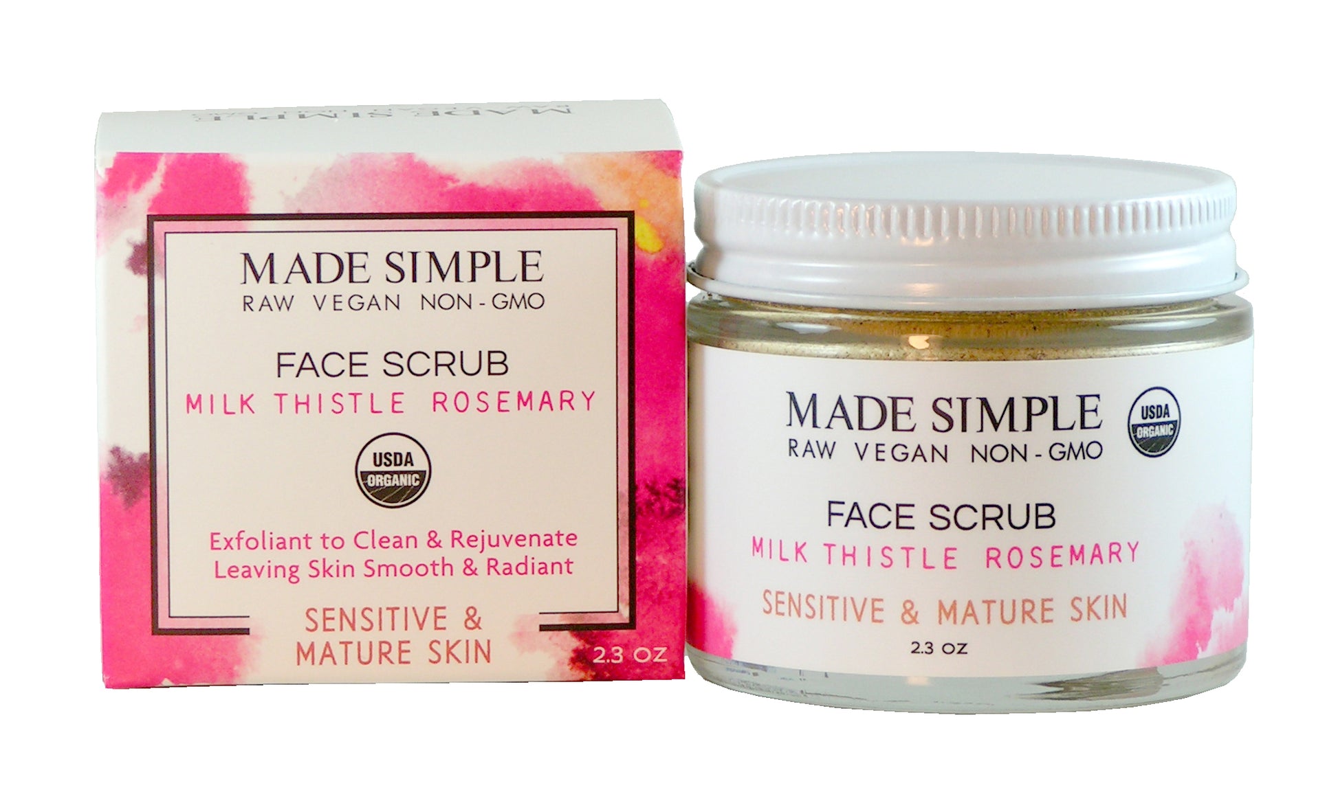 Milk Thistle Rosemary Face Scrub for Sensitive/Mature Skin - Certified Organic, Vegan & Cruelty-free-1