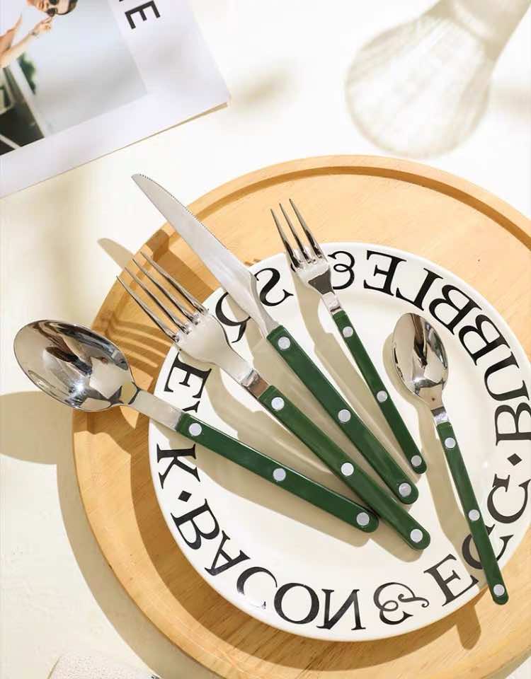 Set Of 10 Pcs French Dopamine Cutlery Flatware - Bistrot Style Silverware Set-3