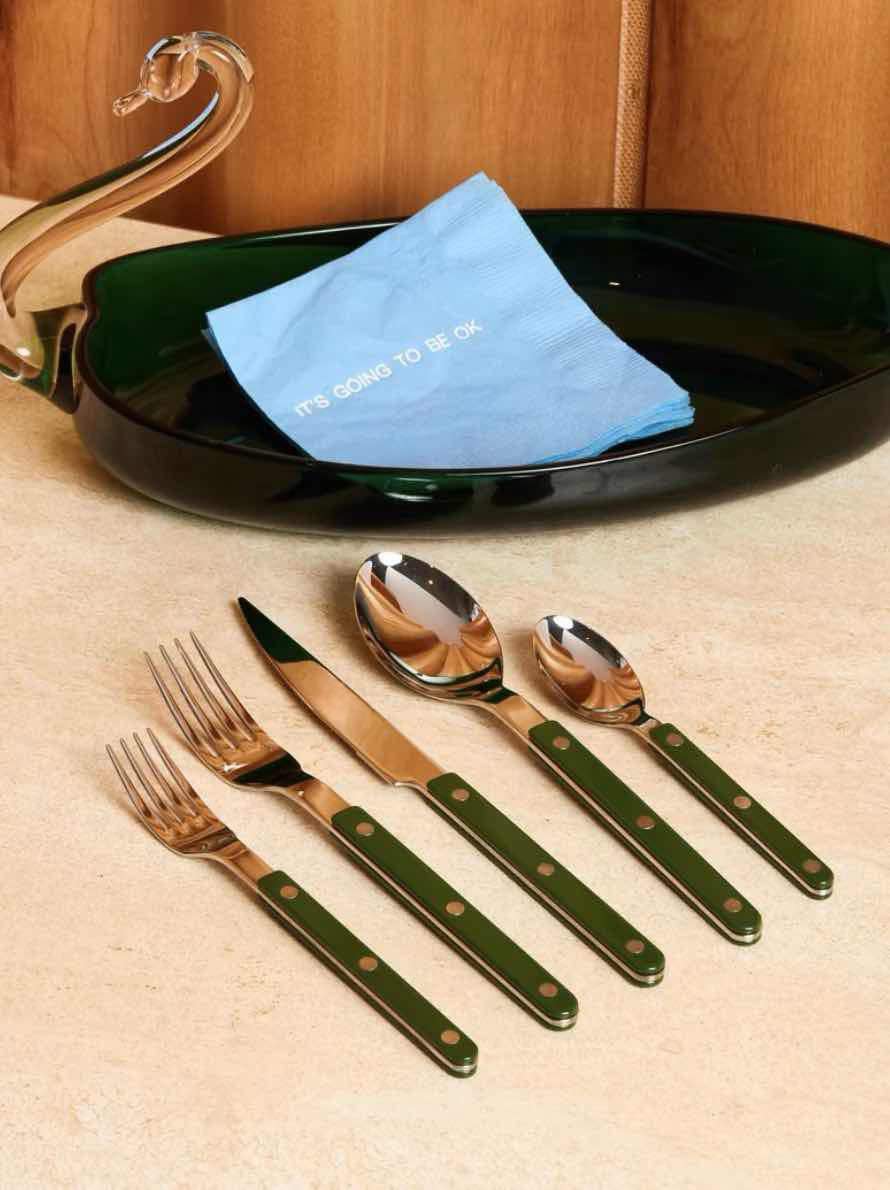 Set Of 10 Pcs French Dopamine Cutlery Flatware - Bistrot Style Silverware Set-1