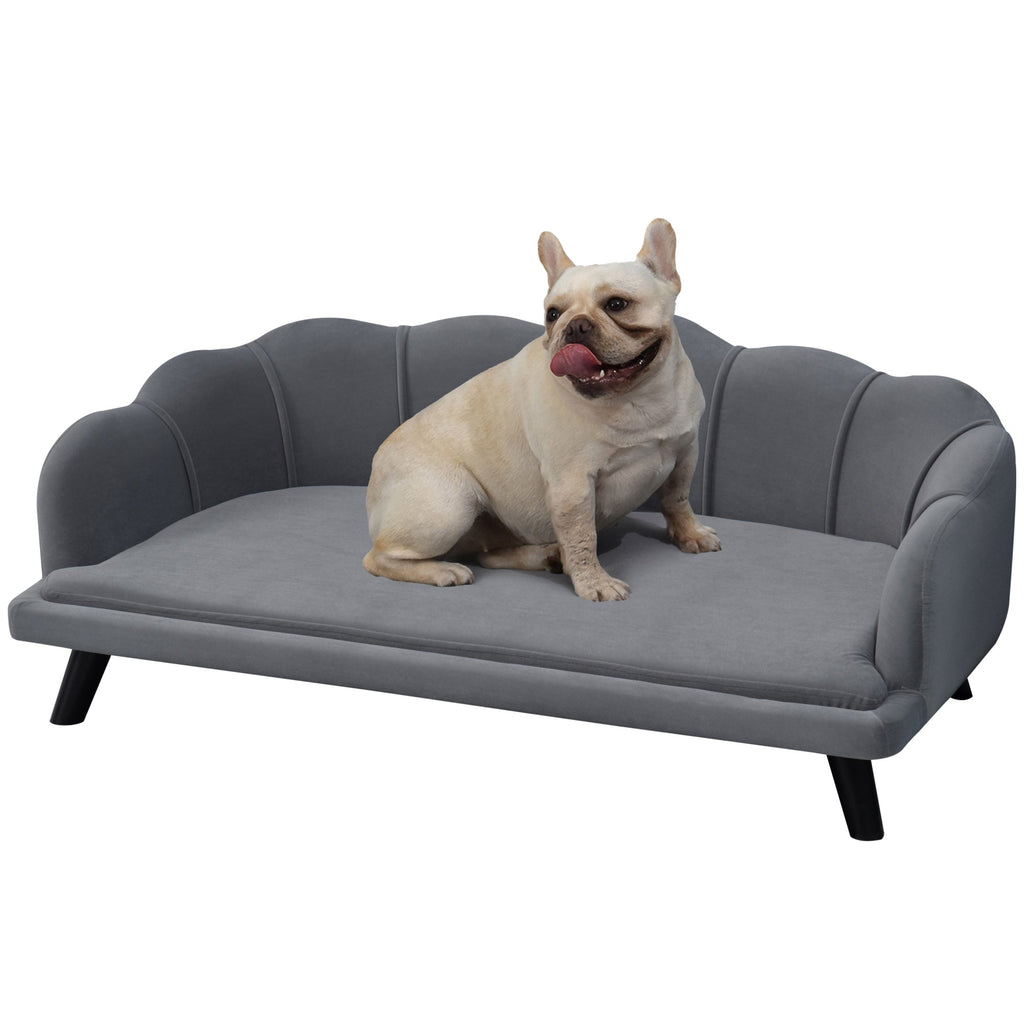 Dog Sofa for Medium Large Dogs, Shell Shaped Pet Couch Bed with Legs Cushion Washable Cover, Grey-0