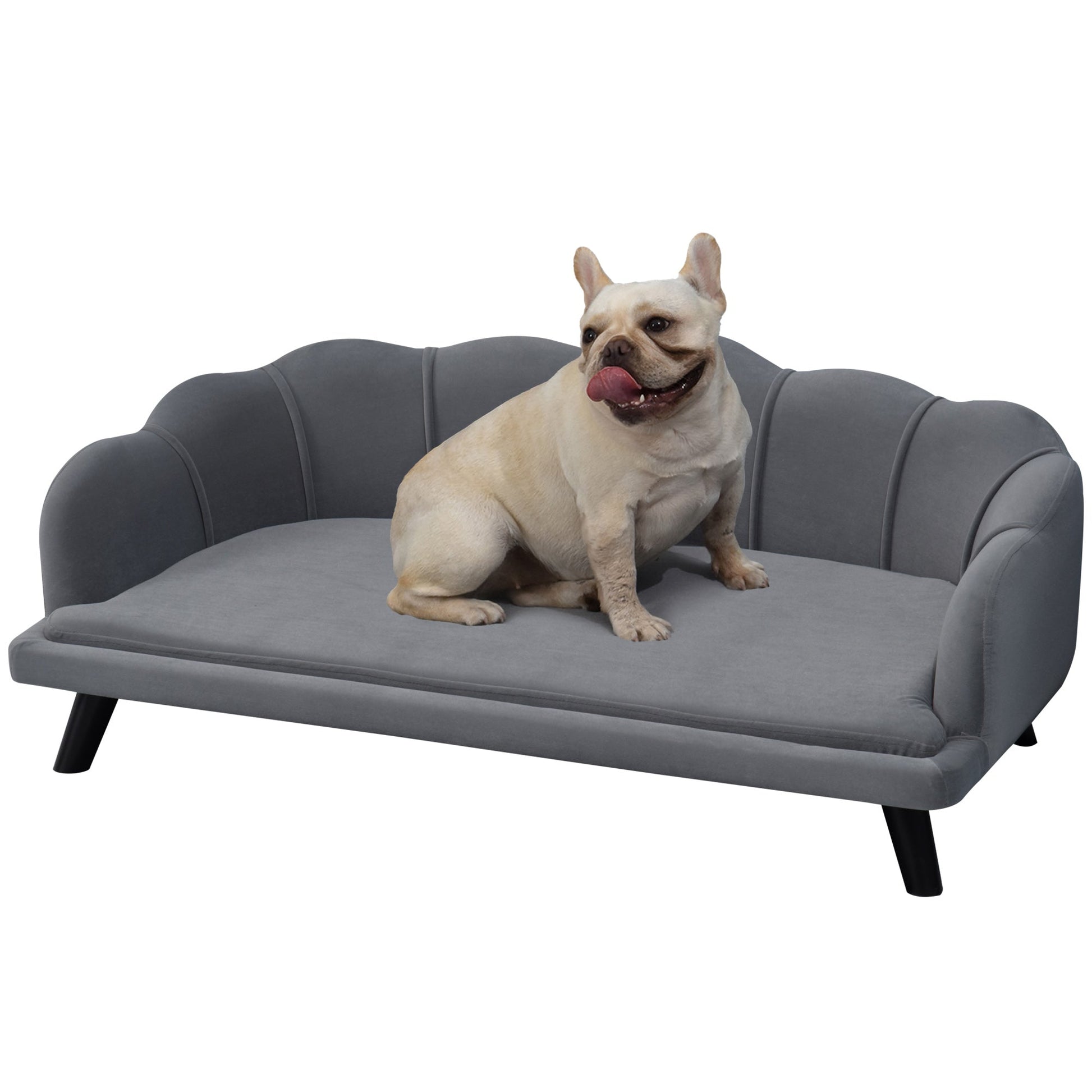 Dog Sofa for Medium Large Dogs, Shell Shaped Pet Couch Bed with Legs Cushion Washable Cover, Grey-0
